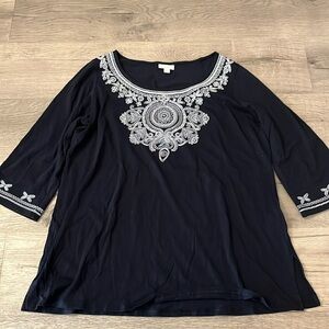 J. Jill flowy embellished 3/4 sleeve cotton/modal top SZ L

Bin A27  Inc 12/25